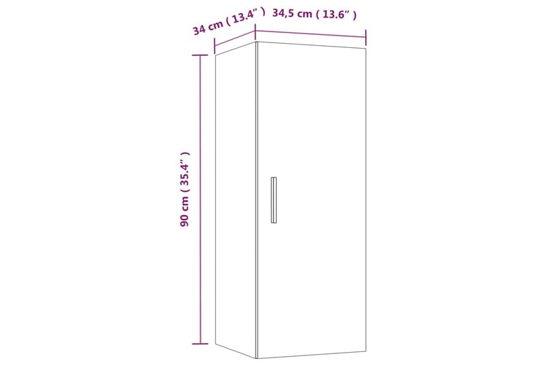 beBasic Veggskap røkt eik 34,5x34x90 cm konstruert tre - Brun - Oppbevaring - Hyller - Vegghylle