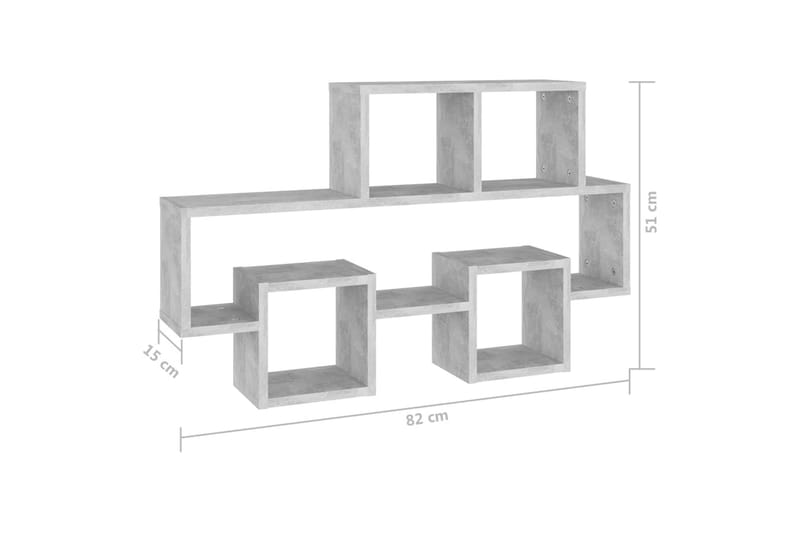 Bilformet vegghylle betonggrå 82x15x51 cm sponplate - Grå - Oppbevaring - Hyller - Vegghylle