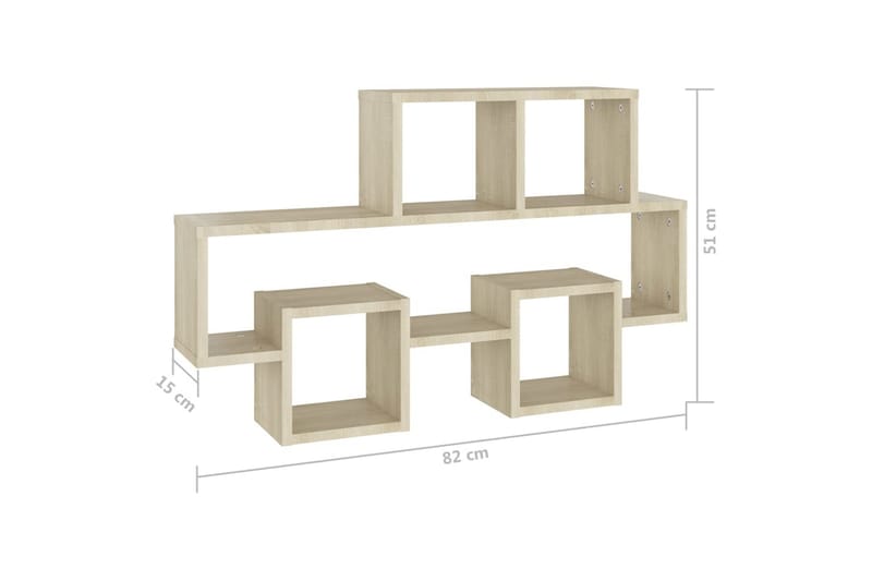 Bilformet vegghylle sonoma eik 82x15x51 cm sponplate - Brun - Oppbevaring - Hyller - Vegghylle