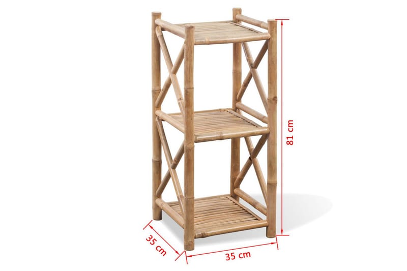 3-lags kvadratisk Hylle i bambus - Oppbevaring - Hyller - Bokhylle