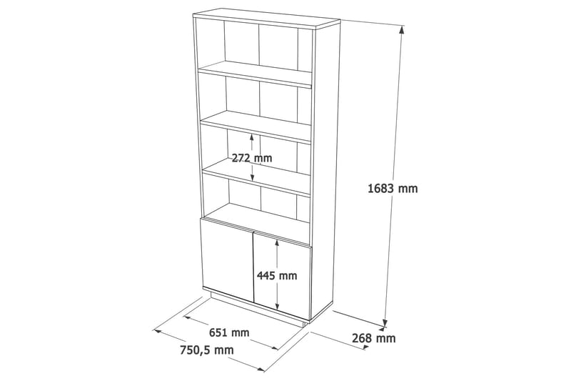 Anari Bokhylle 77,5 cm - Brun/Hvit - Oppbevaring - Hyller - Bokhylle