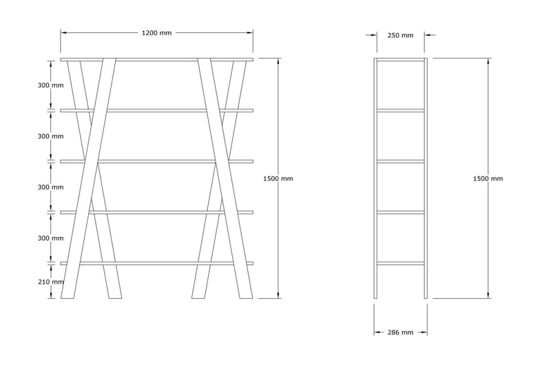 Andifli Bokhylle 120x150 cm - Hvit - Oppbevaring - Hyller - Bokhylle