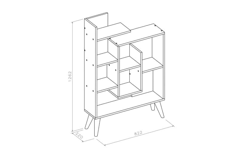 Andifli Bokhylle 82,2x126,2 cm - Antrasitt - Oppbevaring - Hyller - Bokhylle