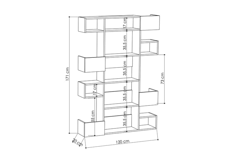 Bodsjö Bokhylle 120 cm - Brun/Grå - Oppbevaring - Hyller - Bokhylle