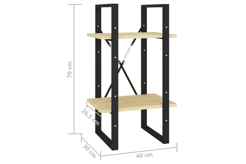 Bokhylle 2 nivåer 40x30x70 cm heltre furu - Brun - Oppbevaring - Hyller - Bokhylle