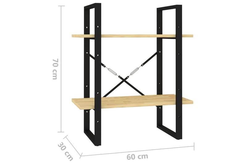 Bokhylle 2 nivåer 60x30x70 cm heltre furu - Brun - Oppbevaring - Hyller - Bokhylle