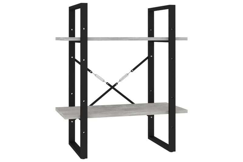 Bokhylle 2 nivåer betonggrå 60x30x70 cm sponplate - Grå - Oppbevaring - Hyller - Bokhylle