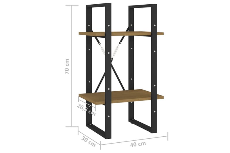 Bokhylle 2 nivåer brun 40x30x70 cm heltre furu - Brun - Oppbevaring - Hyller - Bokhylle