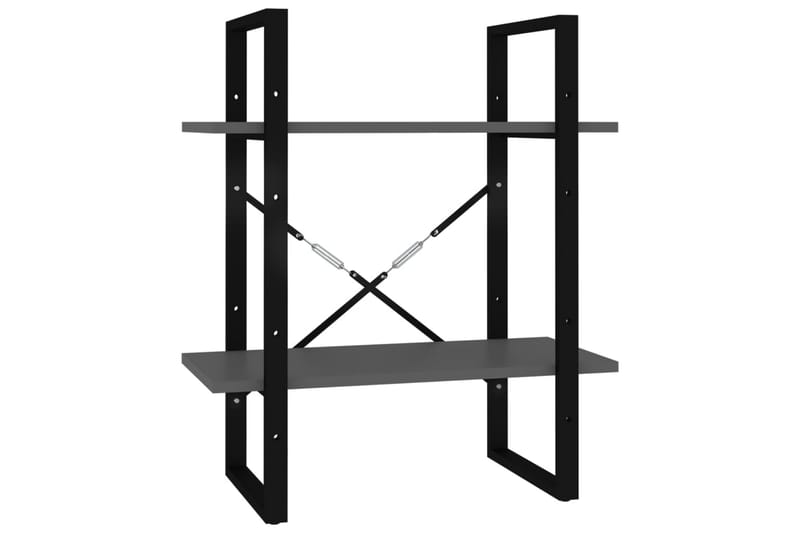 Bokhylle 2 nivåer grå 60x30x70 cm sponplate - Grå - Oppbevaring - Hyller - Bokhylle