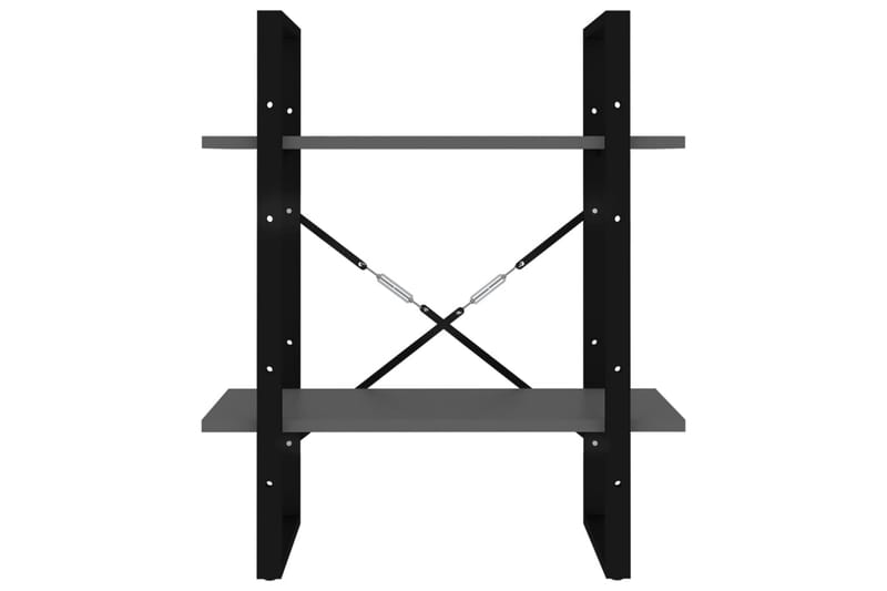 Bokhylle 2 nivåer grå 60x30x70 cm sponplate - Grå - Oppbevaring - Hyller - Bokhylle