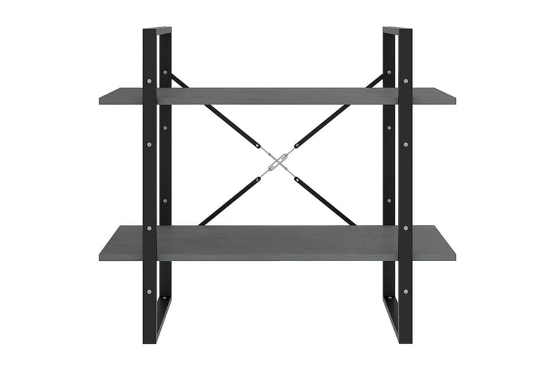 Bokhylle 2 nivåer grå 80x30x70 cm heltre furu - Grå - Oppbevaring - Hyller - Bokhylle