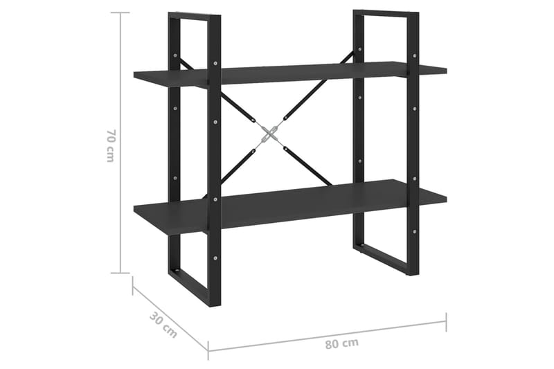 Bokhylle 2 nivåer grå 80x30x70 cm sponplate - Grå - Oppbevaring - Hyller - Bokhylle