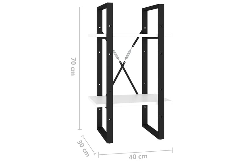 Bokhylle 2 nivåer hvit 40x30x70 cm sponplate - Hvit - Oppbevaring - Hyller - Bokhylle