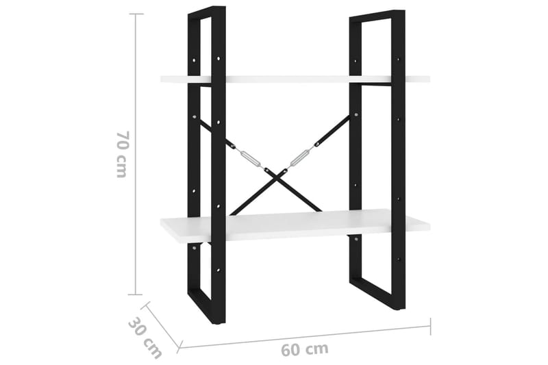 Bokhylle 2 nivåer hvit 60x30x70 cm sponplate - Hvit - Oppbevaring - Hyller - Bokhylle