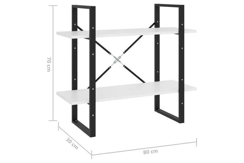 Bokhylle 2 nivåer hvit 80x30x70 cm sponplate - Hvit - Oppbevaring - Hyller - Bokhylle