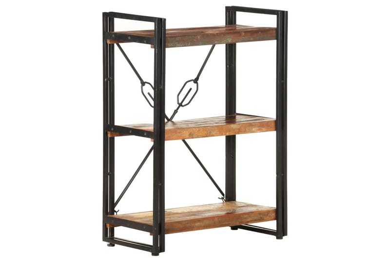 Bokhylle 3 etasjer 60x30x80 cm gjenvunnet heltre - Flerfarget - Oppbevaring - Hyller - Bokhylle