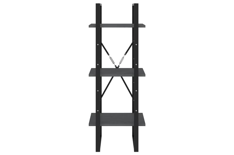 Bokhylle 3 nivåer grå 40x30x105 cm heltre furu - Grå - Oppbevaring - Hyller - Bokhylle