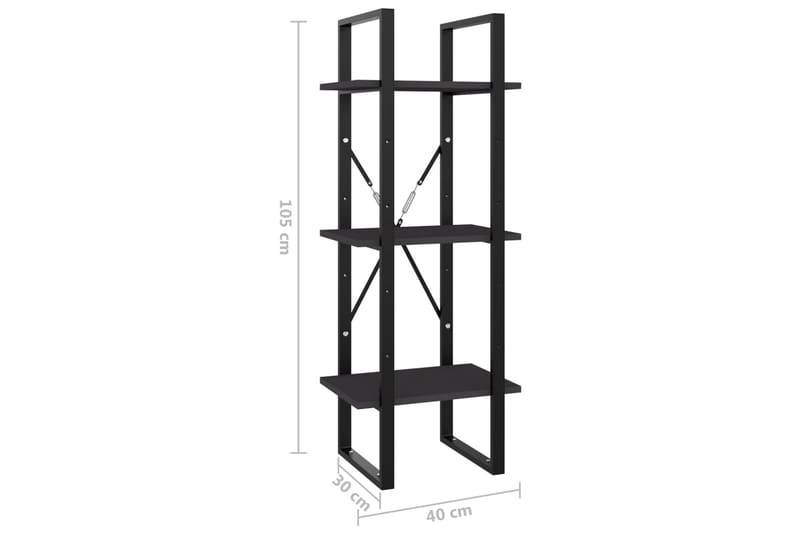 Bokhylle 3 nivåer grå 40x30x105 cm sponplate - Grå - Oppbevaring - Hyller - Bokhylle