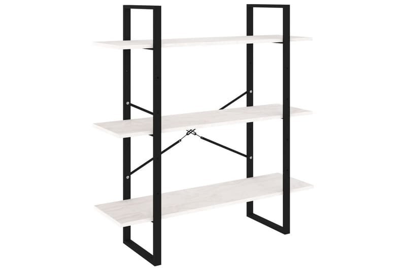 Bokhylle 3 nivåer hvit 100x30x105 cm heltre furu - Hvit - Oppbevaring - Hyller - Bokhylle