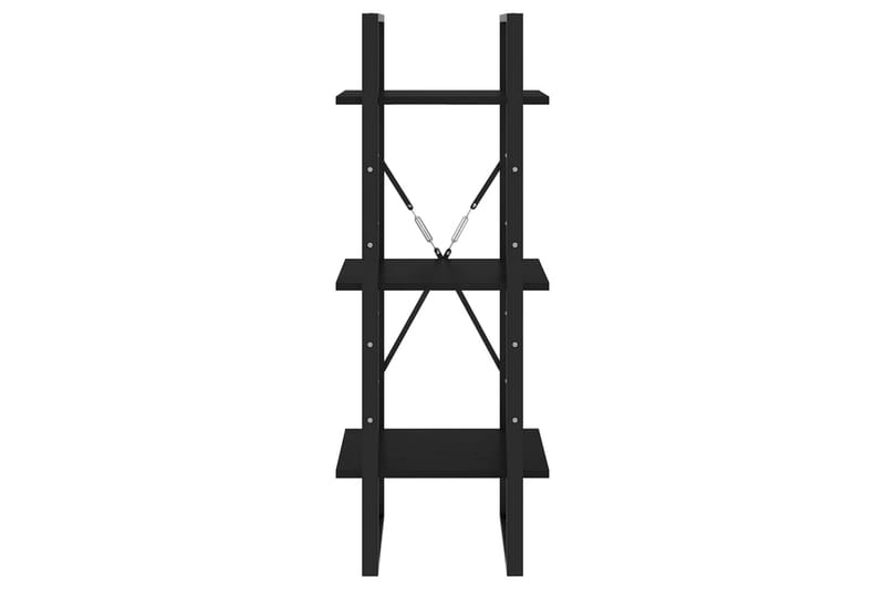 Bokhylle 3 nivåer svart 40x30x105 cm heltre furu - Svart - Oppbevaring - Hyller - Bokhylle