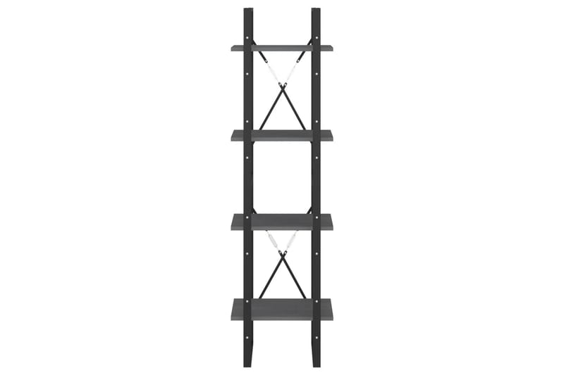 Bokhylle 4 nivåer grå 40x30x140 cm heltre furu - Grå - Oppbevaring - Hyller - Bokhylle