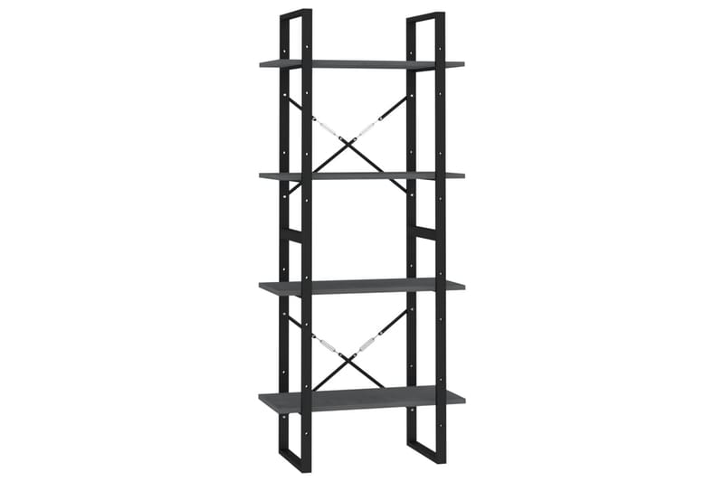 Bokhylle 4 nivåer grå 60x30x140 cm heltre furu - Grå - Oppbevaring - Hyller - Bokhylle