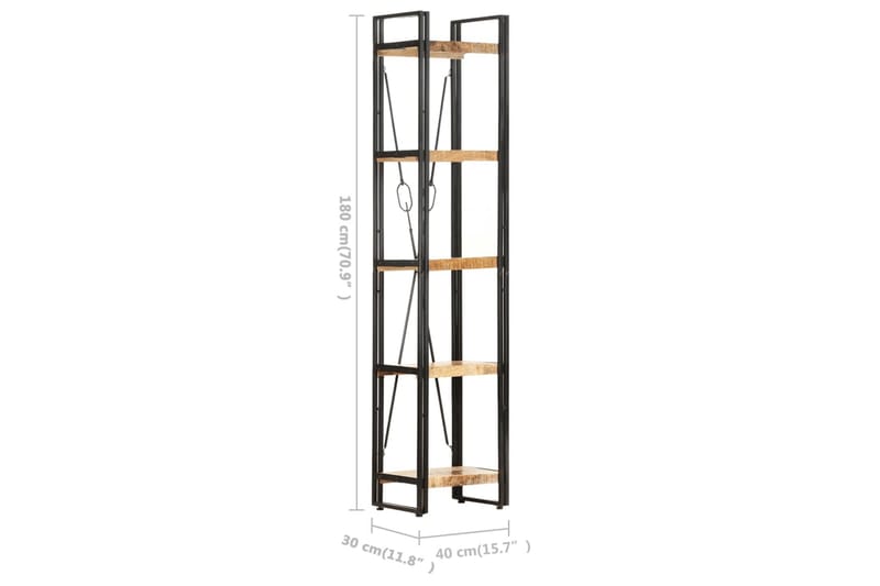 Bokhylle 5 etasjer 40x30x180 cm heltre mango - Brun - Oppbevaring - Hyller - Bokhylle