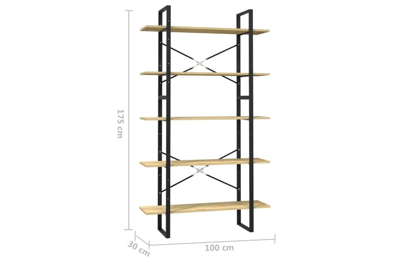 Bokhylle 5 nivåer 100x30x175 cm furu - Brun - Oppbevaring - Hyller - Bokhylle