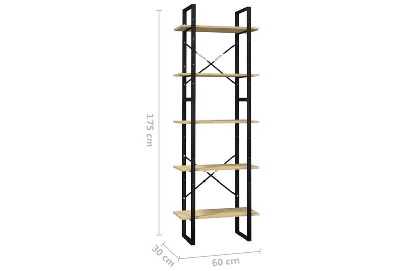 Bokhylle 5 nivåer 60x30x175 cm furu - Brun - Oppbevaring - Hyller - Bokhylle