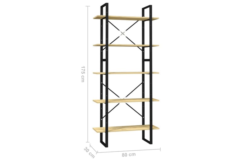 Bokhylle 5 nivåer 80x30x175 cm furu - Brun - Oppbevaring - Hyller - Bokhylle