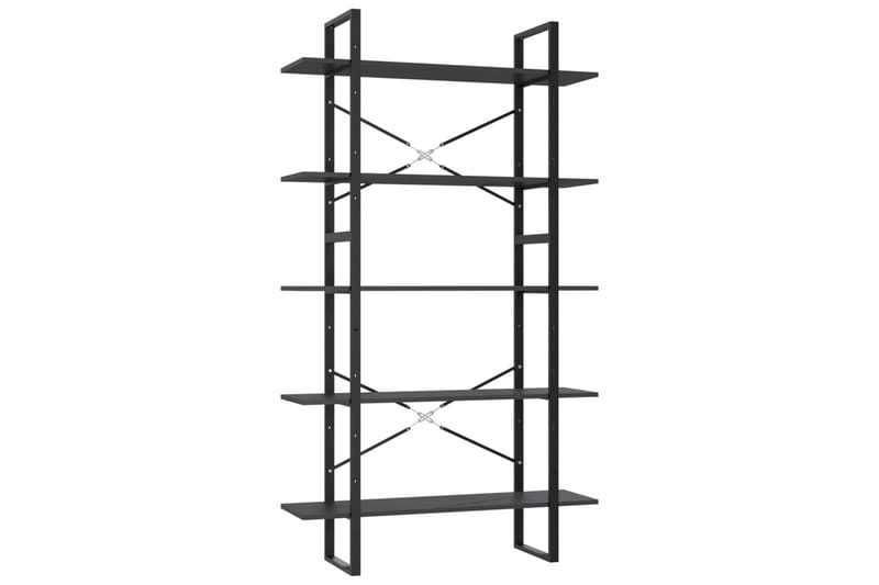 Bokhylle 5 nivåer grå 100x30x175 cm sponplate - Grå - Oppbevaring - Hyller - Bokhylle