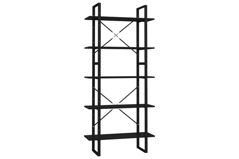 Bokhylle 5 nivåer svart 80x30x175 cm sponplate - Svart - Oppbevaring - Hyller - Bokhylle