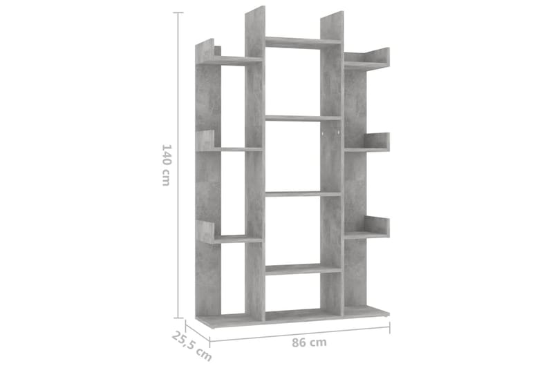 Bokhylle betonggrå 86x25,5x140 cm sponplate - Grå - Oppbevaring - Hyller - Bokhylle