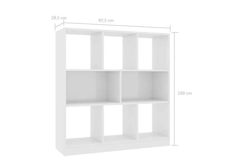 Bokhylle høyglans hvit 97,5x29,5x100 cm sponplate - Hvit - Oppbevaring - Hyller - Bokhylle