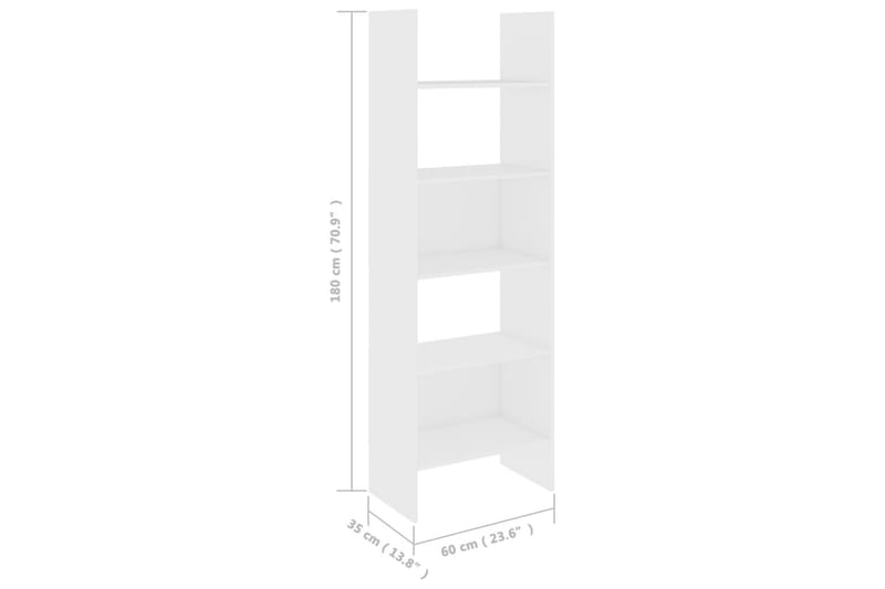 Bokhylle hvit 60x35x180 cm sponplate - Hvit - Oppbevaring - Hyller - Bokhylle