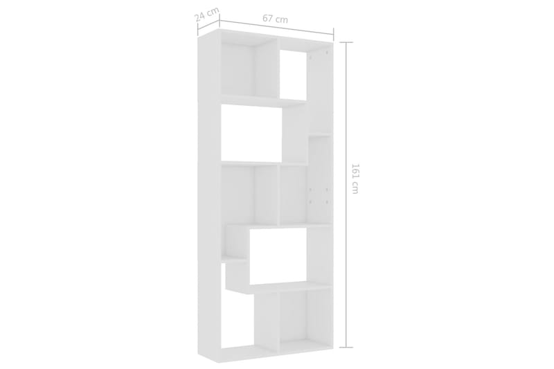 Bokhylle hvit 67x24x161 cm sponplate - Hvit - Oppbevaring - Hyller - Bokhylle