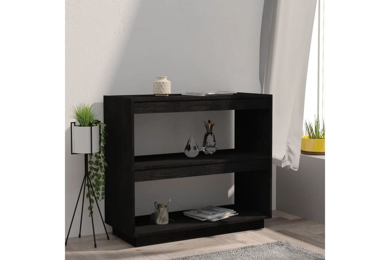 Bokhylle svart 80x35x71 cm heltre furu - Svart - Oppbevaring - Hyller - Bokhylle