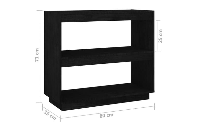 Bokhylle svart 80x35x71 cm heltre furu - Svart - Oppbevaring - Hyller - Bokhylle