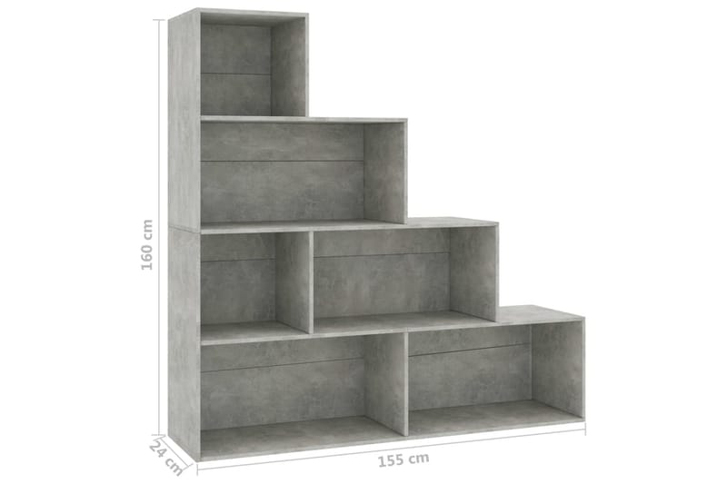 Bokhylle/Romdeler betonggrå 155x24x160 cm sponplate - Oppbevaring - Hyller - Bokhylle