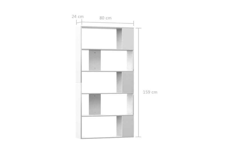 Bokhylle/Romdeler høyglans hvit 80x24x159 cm sponplate - Hvit - Oppbevaring - Hyller - Bokhylle