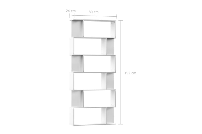 Bokhylle/Romdeler høyglans hvit 80x24x192 cm sponplate - Hvit - Oppbevaring - Hyller - Bokhylle