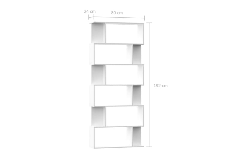 Bokhylle/Romdeler hvit 80x24x192 cm sponplate - Hvit - Oppbevaring - Hyller - Bokhylle