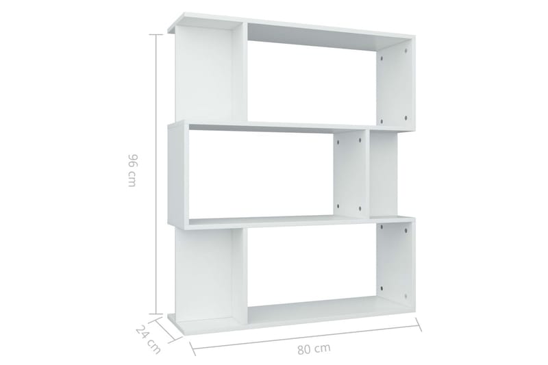 Bokhylle/Romdeler hvit 80x24x96 cm sponplate - Hvit - Oppbevaring - Hyller - Bokhylle