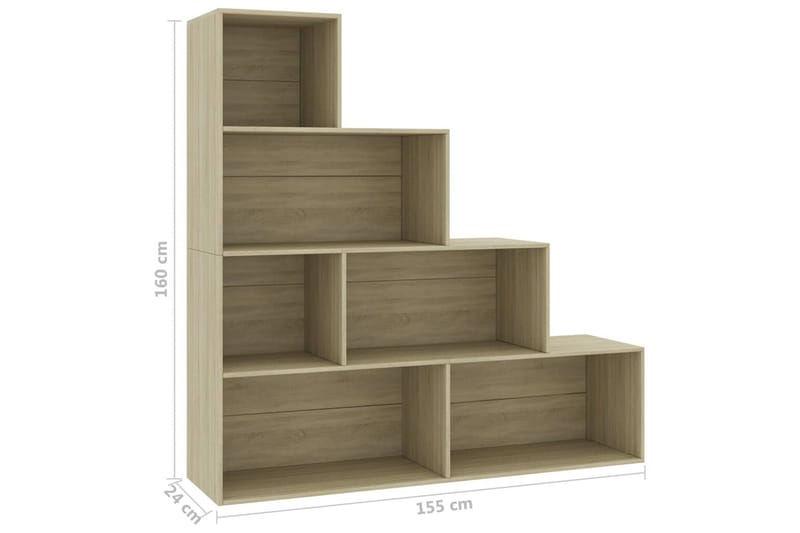 Bokhylle/Romdeler sonoma eik 155x24x160 cm sponplate - Oppbevaring - Hyller - Bokhylle