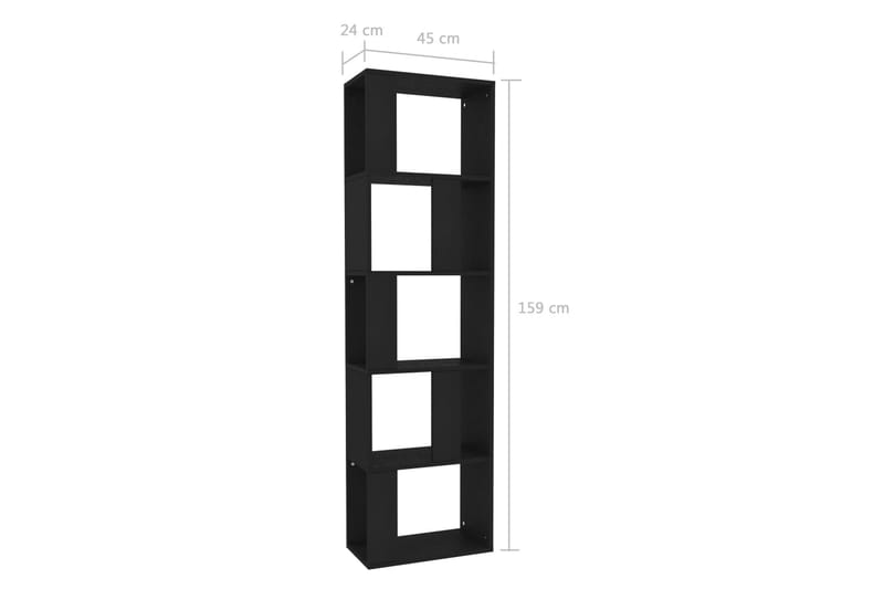 Bokhylle/Romdeler svart 45x24x159 cm sponplate - Svart - Oppbevaring - Hyller - Bokhylle