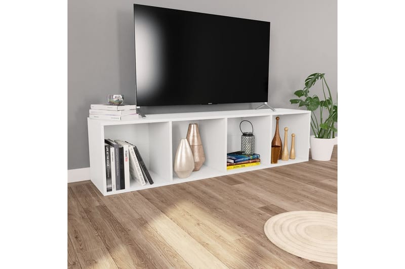 Bokhylle/TV-benk hvit 36x30x143 cm sponplate - Hvit - Oppbevaring - Hyller - Bokhylle