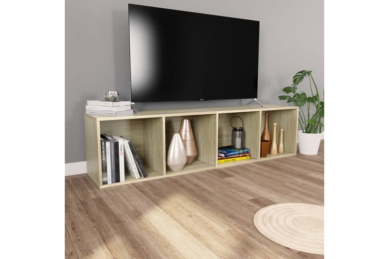 Bokhylle/TV-benk sonoma eik 36x30x143 cm sponplate - Brun - Oppbevaring - Hyller - Bokhylle