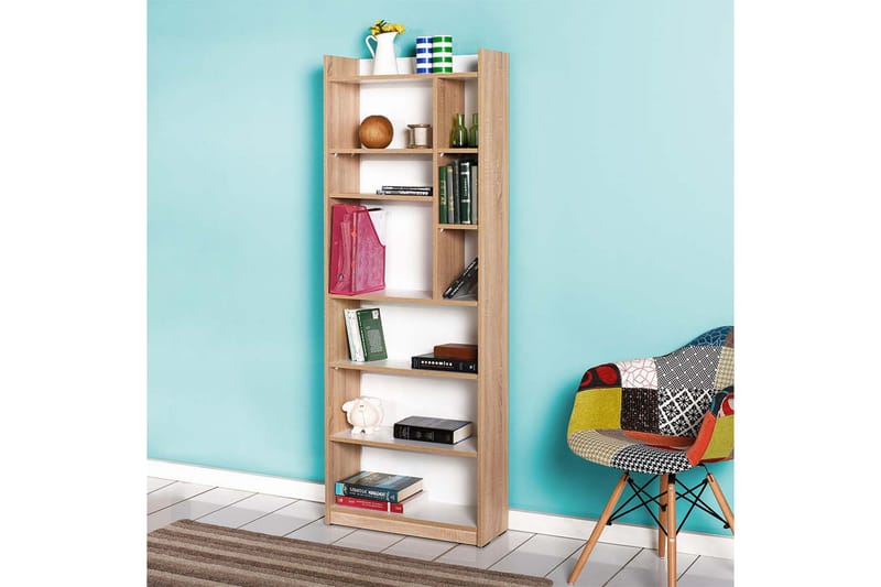 Bookshelf Eik-Sonoma|Hvit - Oppbevaring - Hyller - Bokhylle