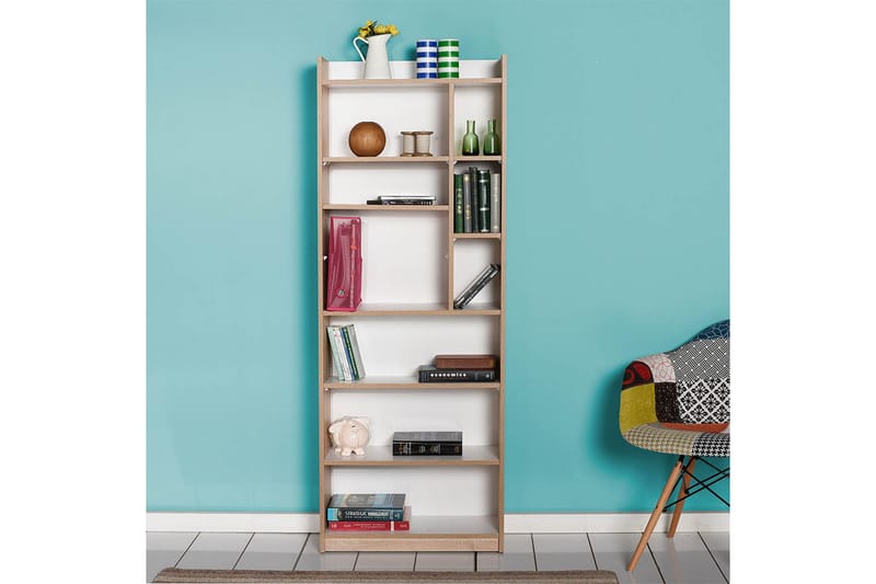 Bookshelf Eik-Sonoma|Hvit - Oppbevaring - Hyller - Bokhylle