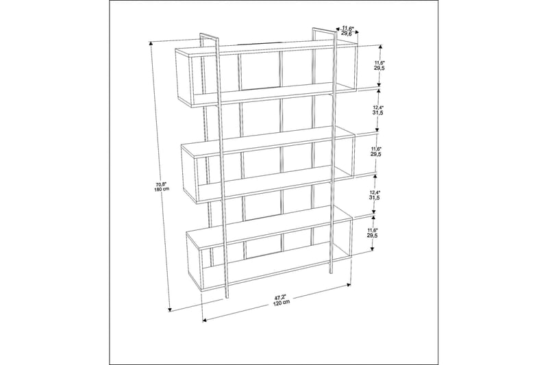 Bruti Bokhylle 120 cm - Svart - Oppbevaring - Hyller - Bokhylle